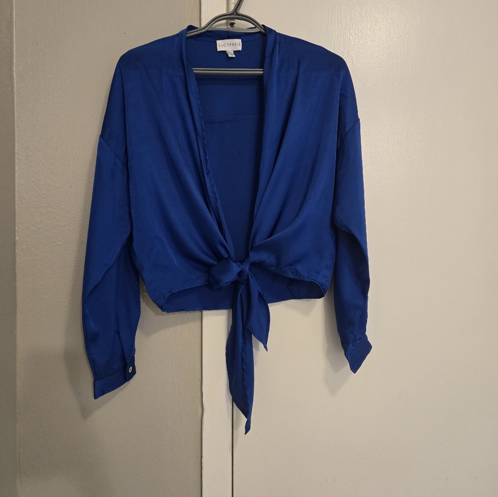 Lucy Paris Vibrant Blue Button-Down Shirt. Size S - Picture 6 of 11